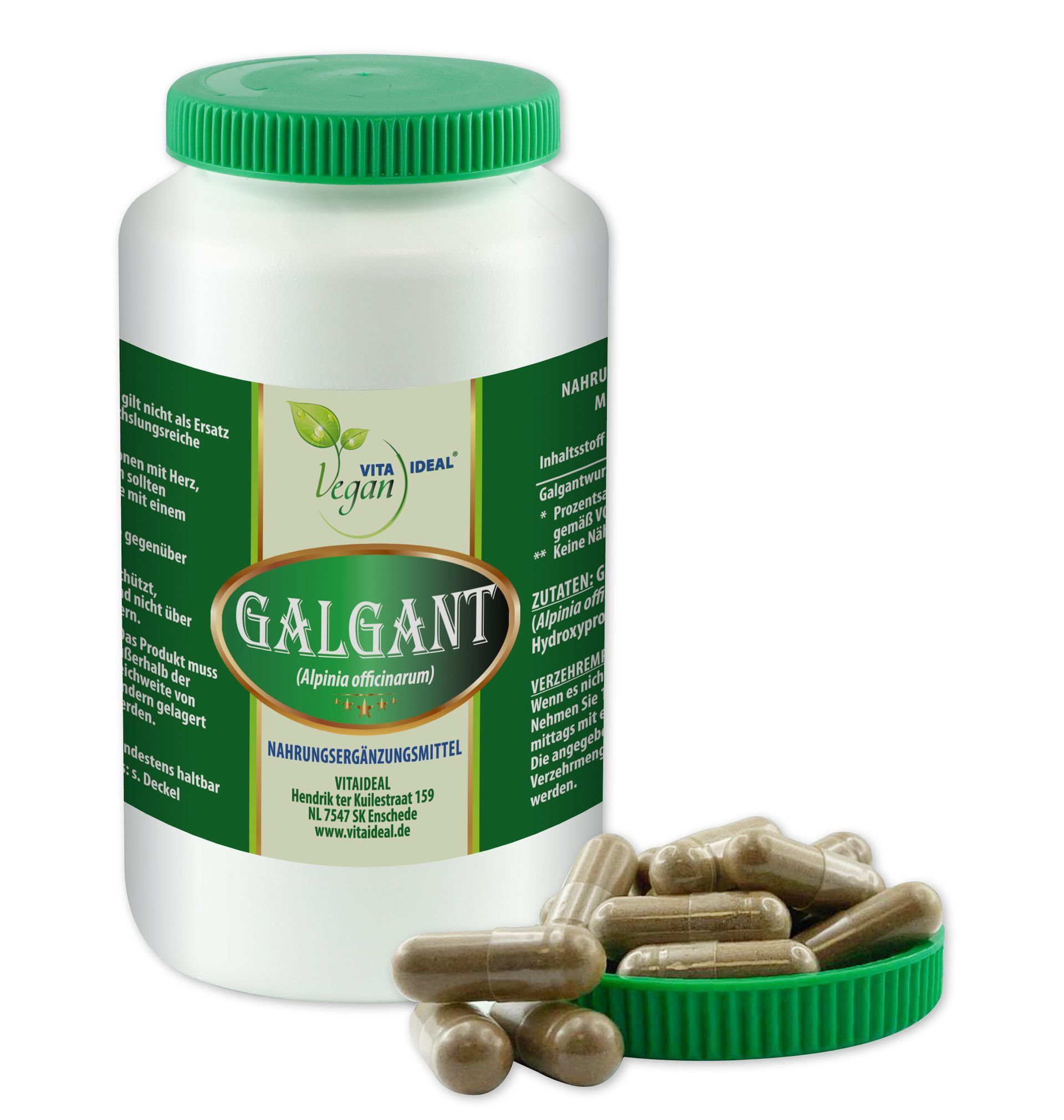 VITA IDEAL VEGAN® Galgant Wurzel Kapseln - Alpina officinarum - Galgantwurzel