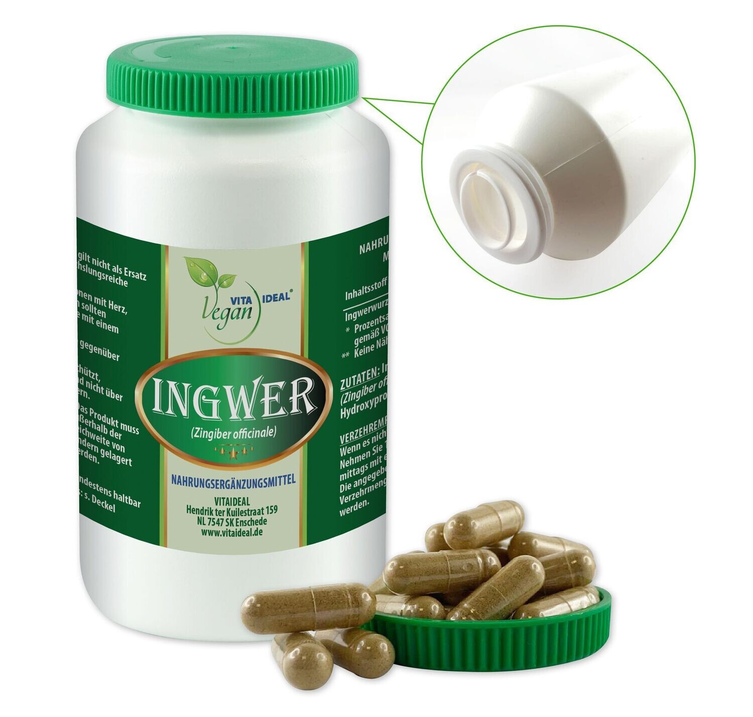 VITA IDEAL VEGAN® Ingwer - Wurzel Kapseln - Ingwerwurzel -