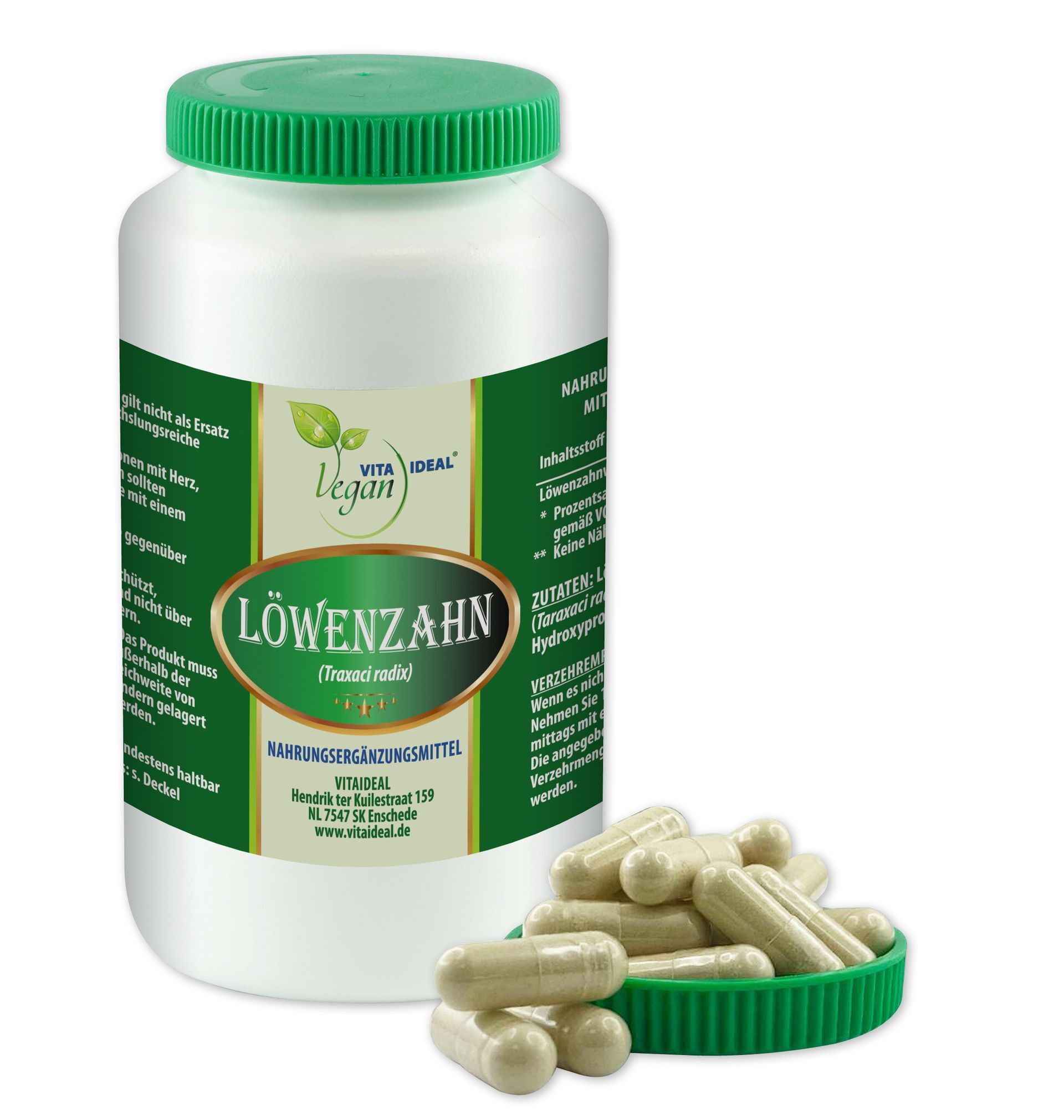 VITA IDEAL VEGAN® Löwenzahn Wurzel Kapseln - Traxacum officialae - Löwenzahnwurzel -