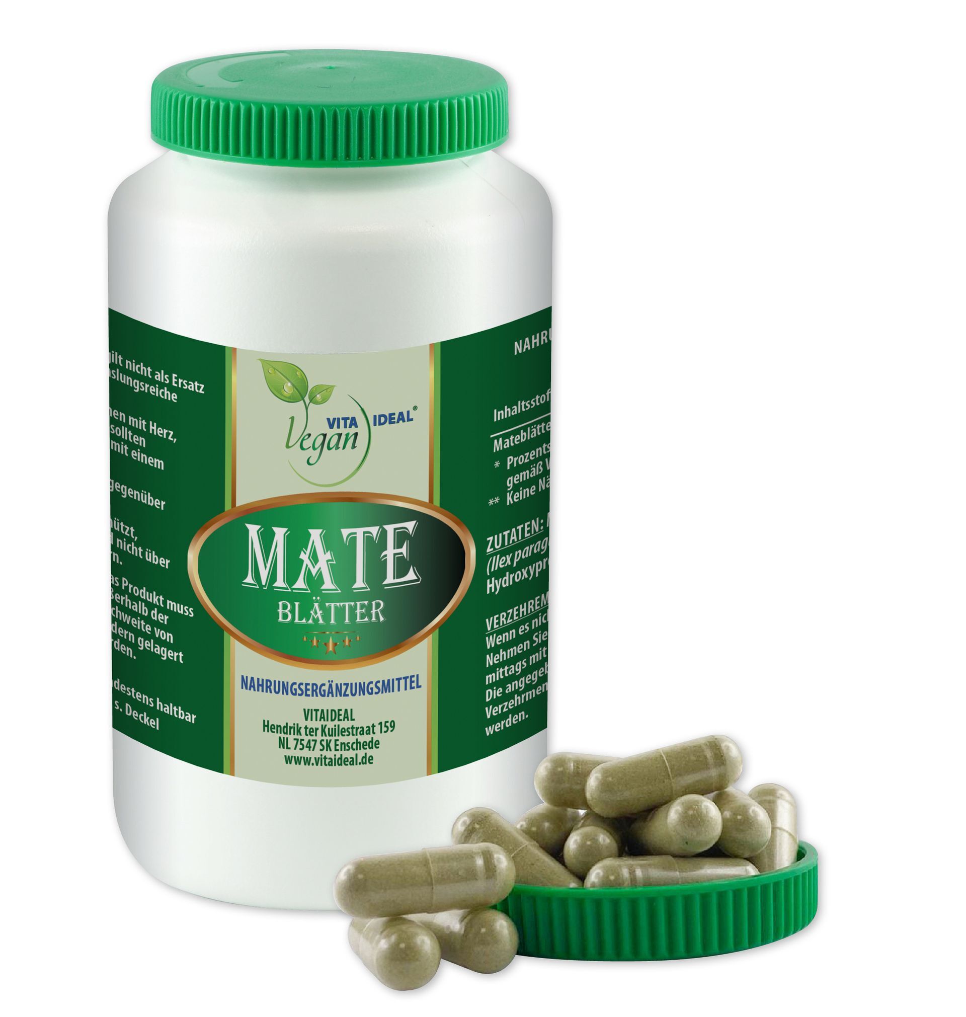 VITA IDEAL VEGAN® Mate Blätter Kapseln - Ilex paraguariensis - Mateblätter -