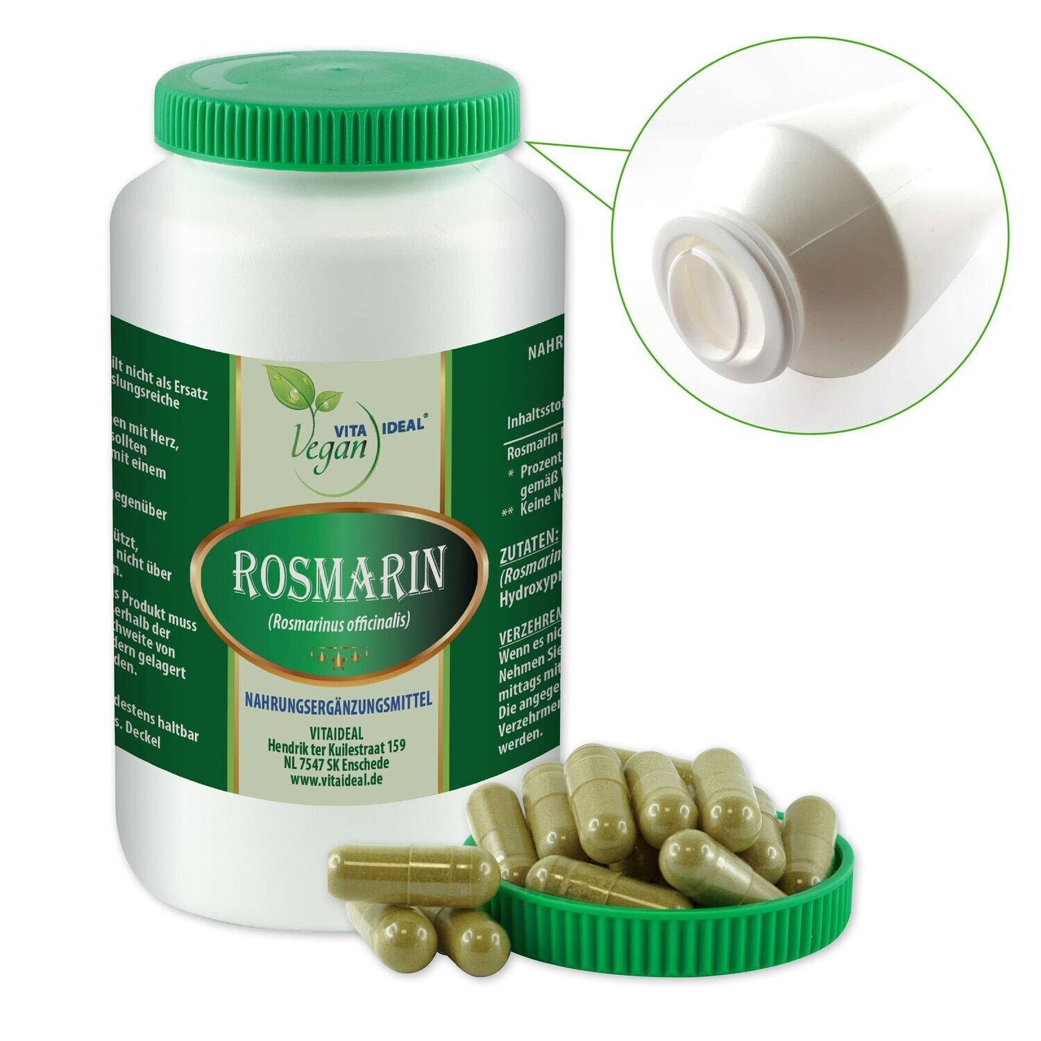 VITA IDEAL Vegan® Rosmarin Blätter Kapseln - Rosmarinus officinalis - Rosmarinblätter -