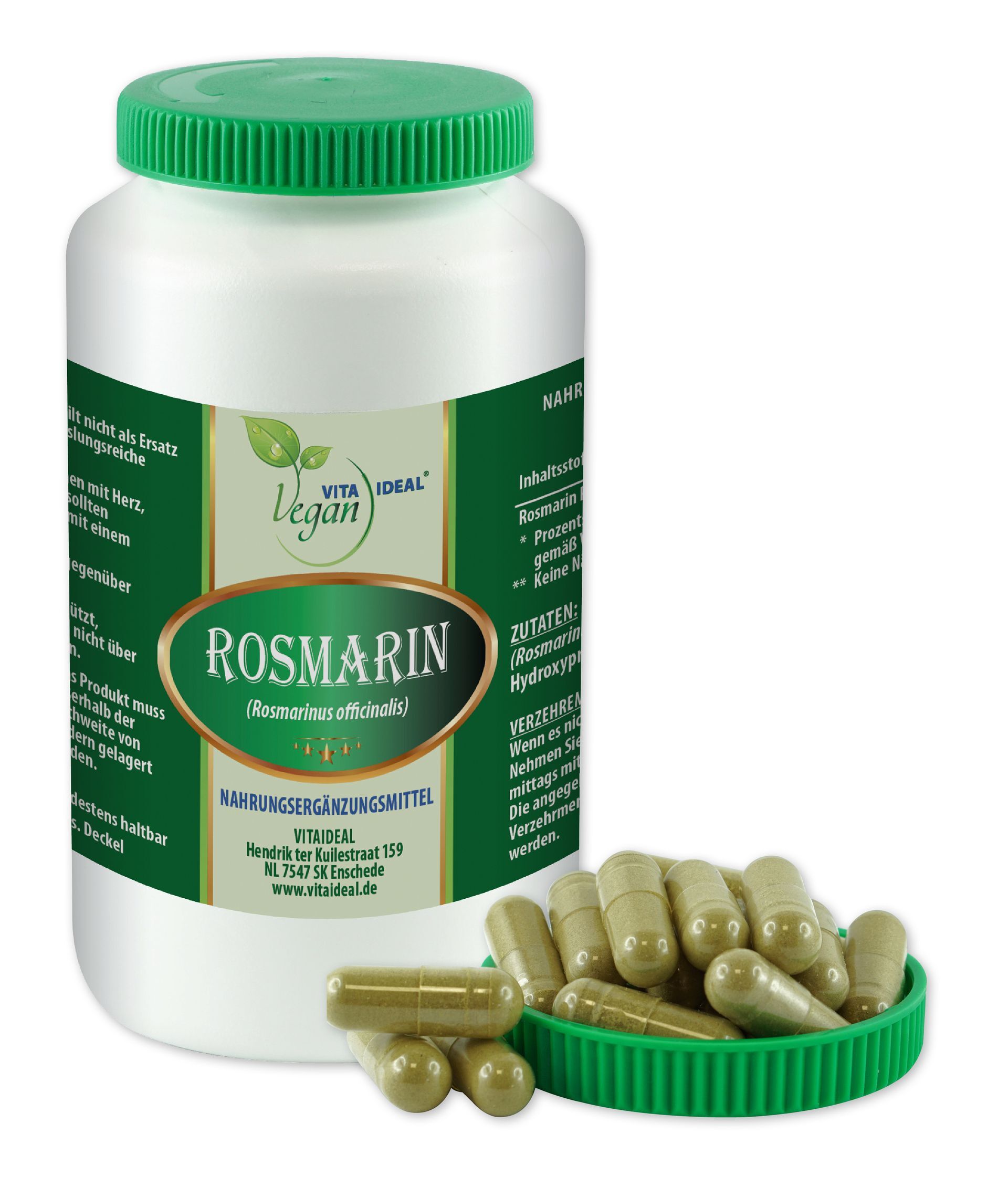 VITA IDEAL Vegan® Rosmarin Blätter Kapseln - Rosmarinus officinalis - Rosmarinblätter -