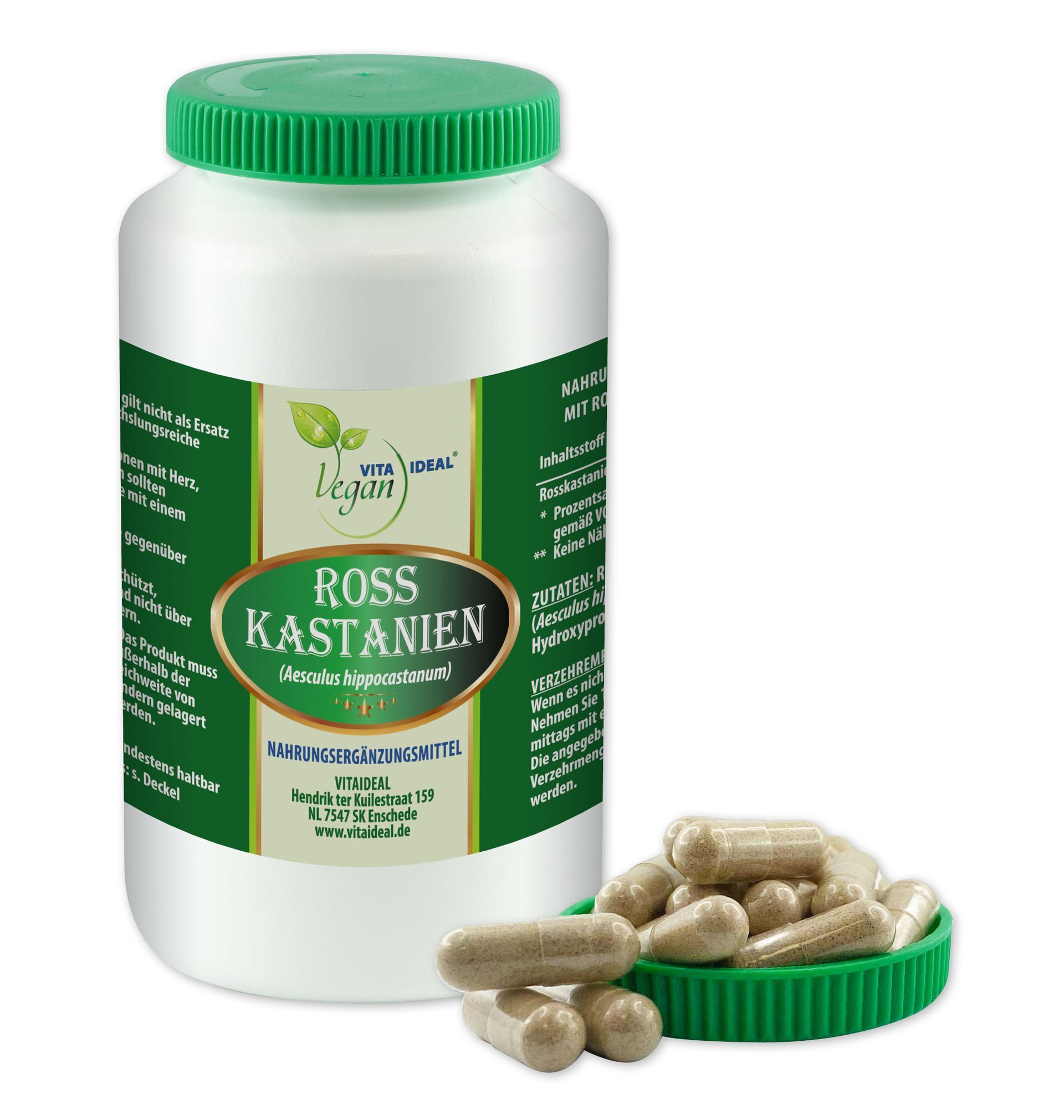 VITA IDEAL Vegan® Rosskastanien Früchte Kapseln - Aesculus hippocastanum - Rosskastanie - Rosskastanienfrüchte -