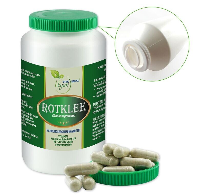 VITA IDEAL Vegan® Rotklee Blüten Kapseln - Trifolium pratense - Rotkleeblütem -