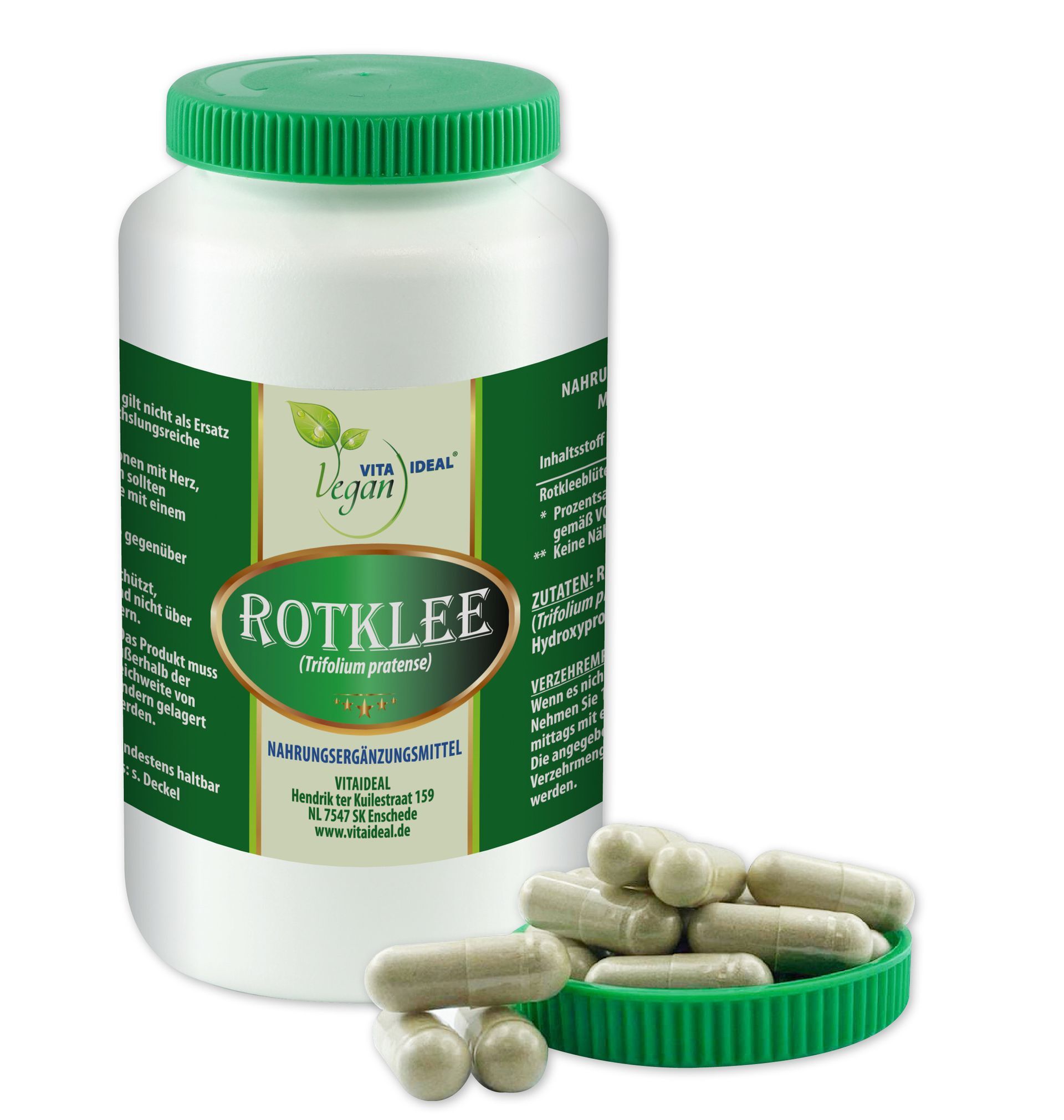 VITA IDEAL Vegan® Rotklee Blüten Kapseln - Trifolium pratense - Rotkleeblütem -