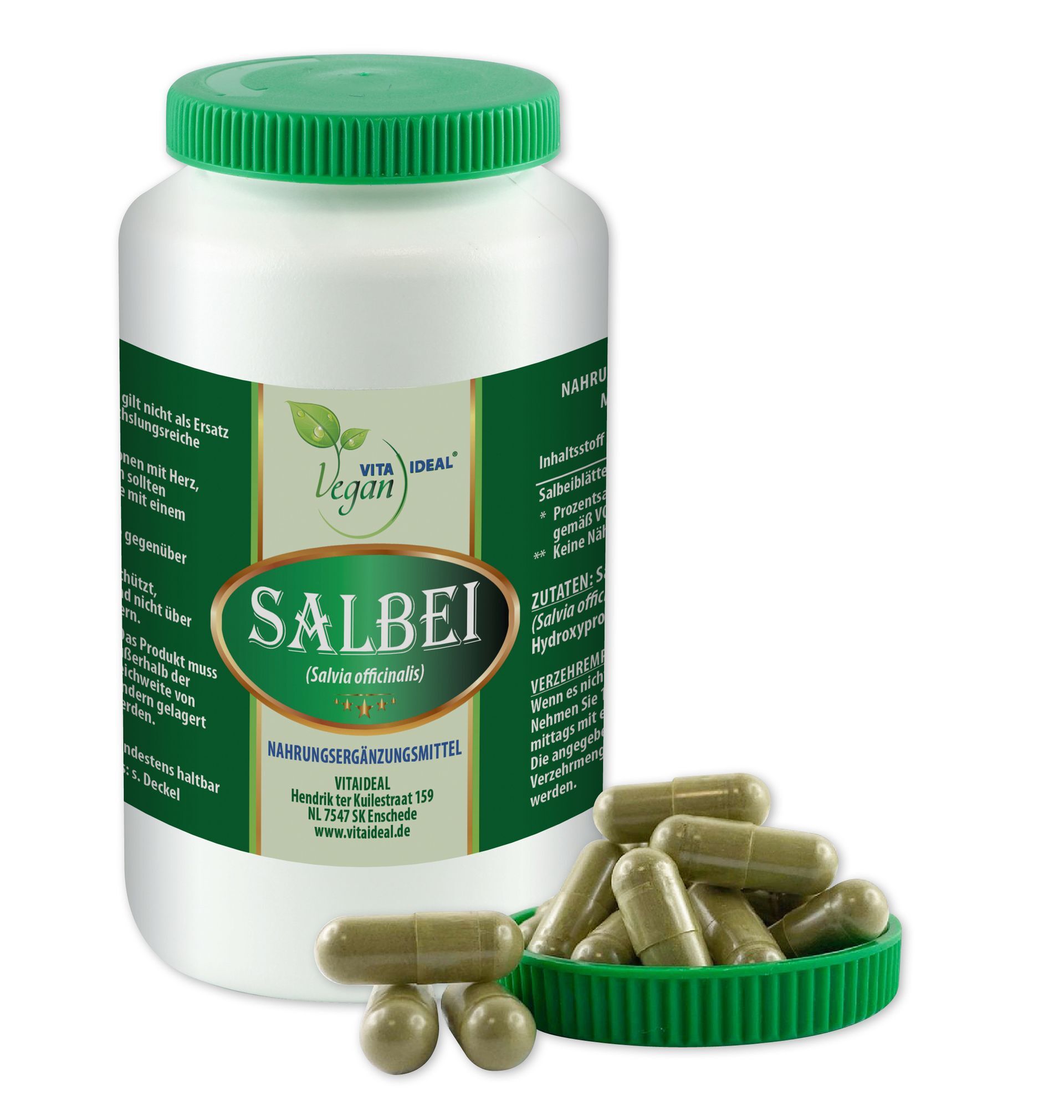VITA IDEAL Vegan® Salbei Blätter Kapseln - Salvia officinalis - Salbeiblätter -