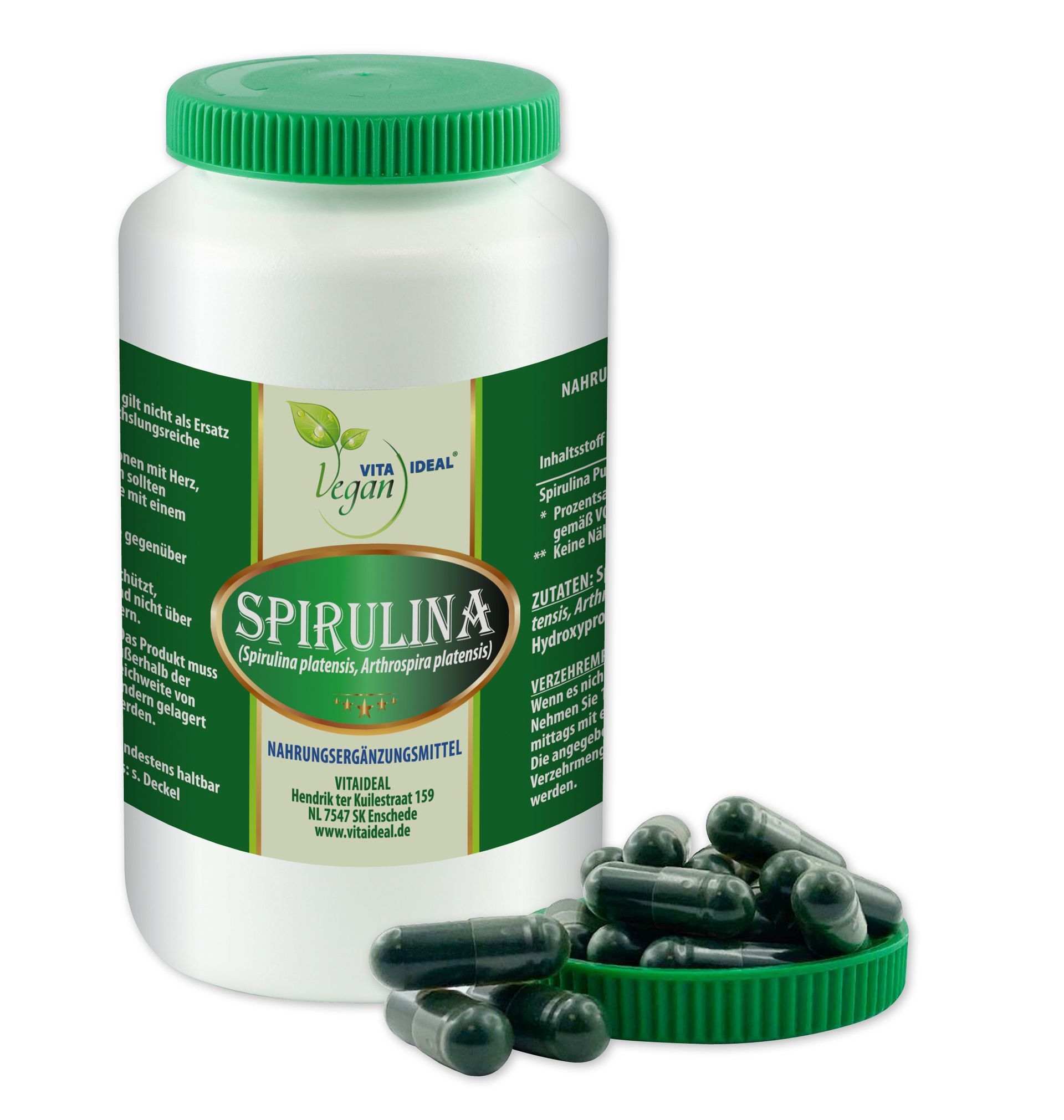 VITA IDEAL Vegan® Spirulina Kapseln - Platensis - Arthrospira -