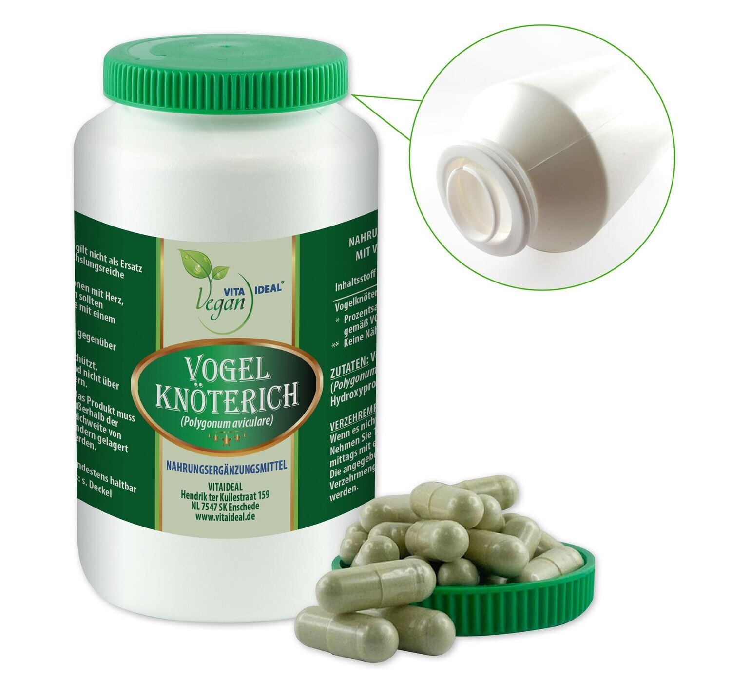 VITA IDEAL Vegan® Vogelknöterich Kraut Kapseln - Polygonum aviculare - Vogelknötterichkraut -, Menge: 90 Kapseln