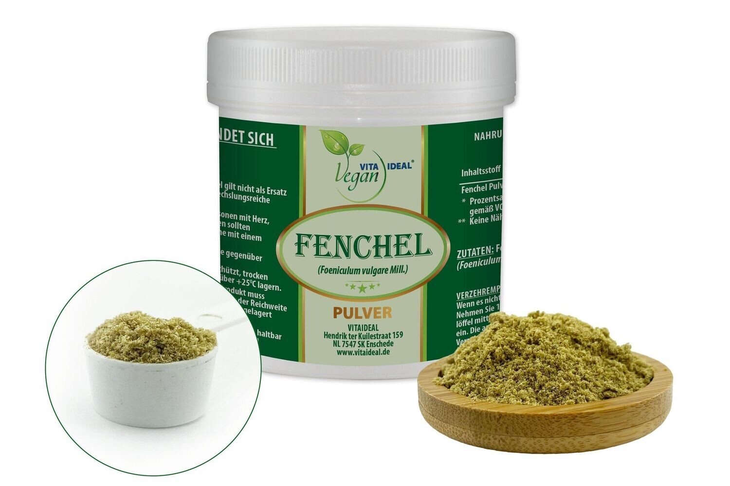 VITA IDEAL Vegan® Fenchel Pulver - Foeniculum vulgare - Fenchelsamen -, Menge: 100g