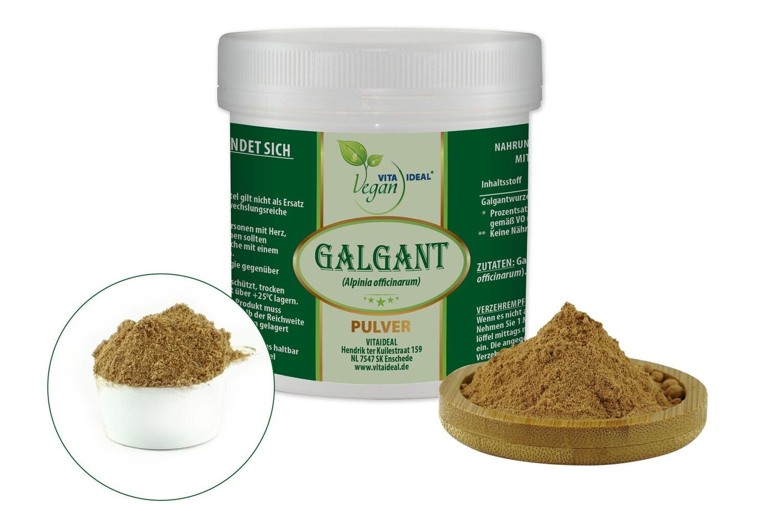 VITA IDEAL Vegan® Galgant Wurzel Pulver - Alpina officinarum - Galgantwurzel -, Menge: 100g