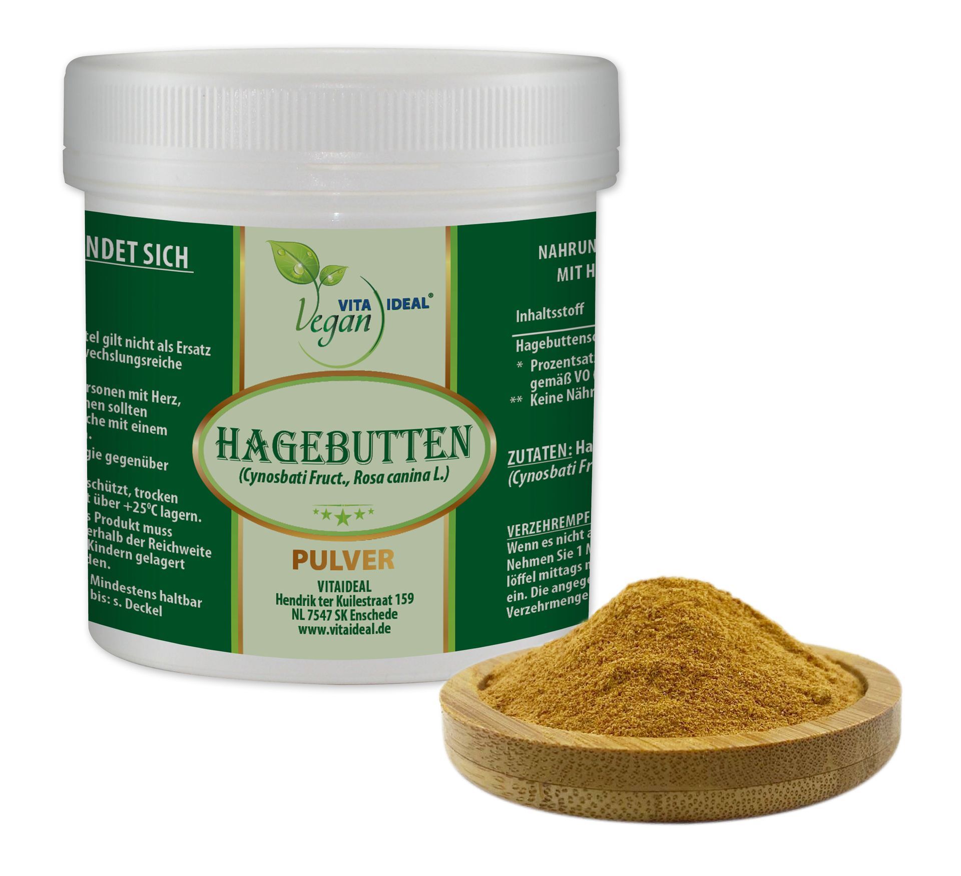 VITA IDEAL Vegan® Hagebutten Schalen Pulver - Cynosbati Fruct -Hagebuttenschalen - Hagebutte -