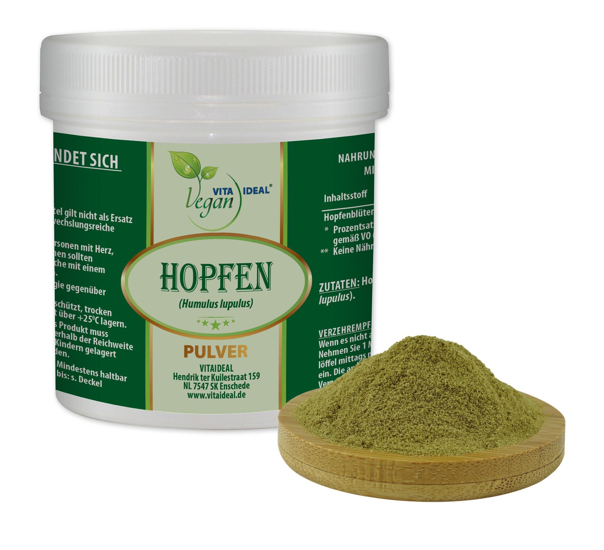 VITA IDEAL Vegan® Hopfen Blüten Pulver - Humulus Iupulus - Hopfenblüten -