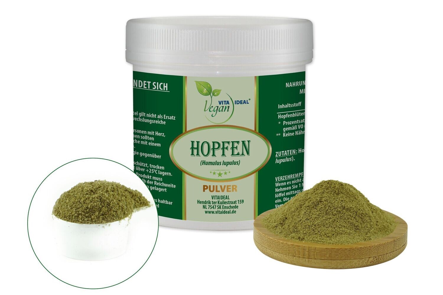 VITA IDEAL Vegan® Hopfen Blüten Pulver - Humulus Iupulus - Hopfenblüten -