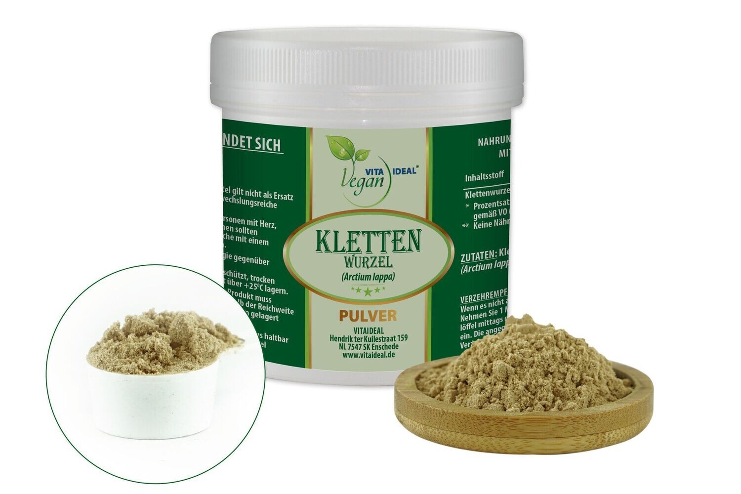 VITA IDEAL Vegan® Kletten Wurzel Pulver - Arctium lappa - Klettenwurzel -, Menge: 100g