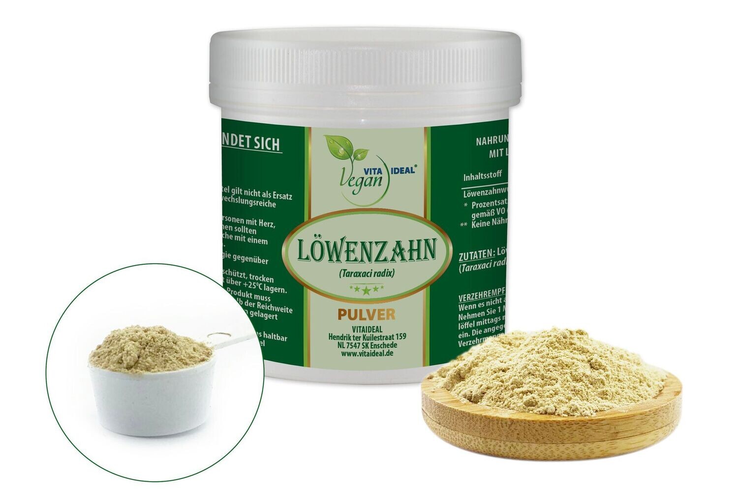 VITA IDEAL Vegan® Löwenzahn Wurzel Pulver - Taraxacum -Löwenzahnwurzel -, Menge: 100g
