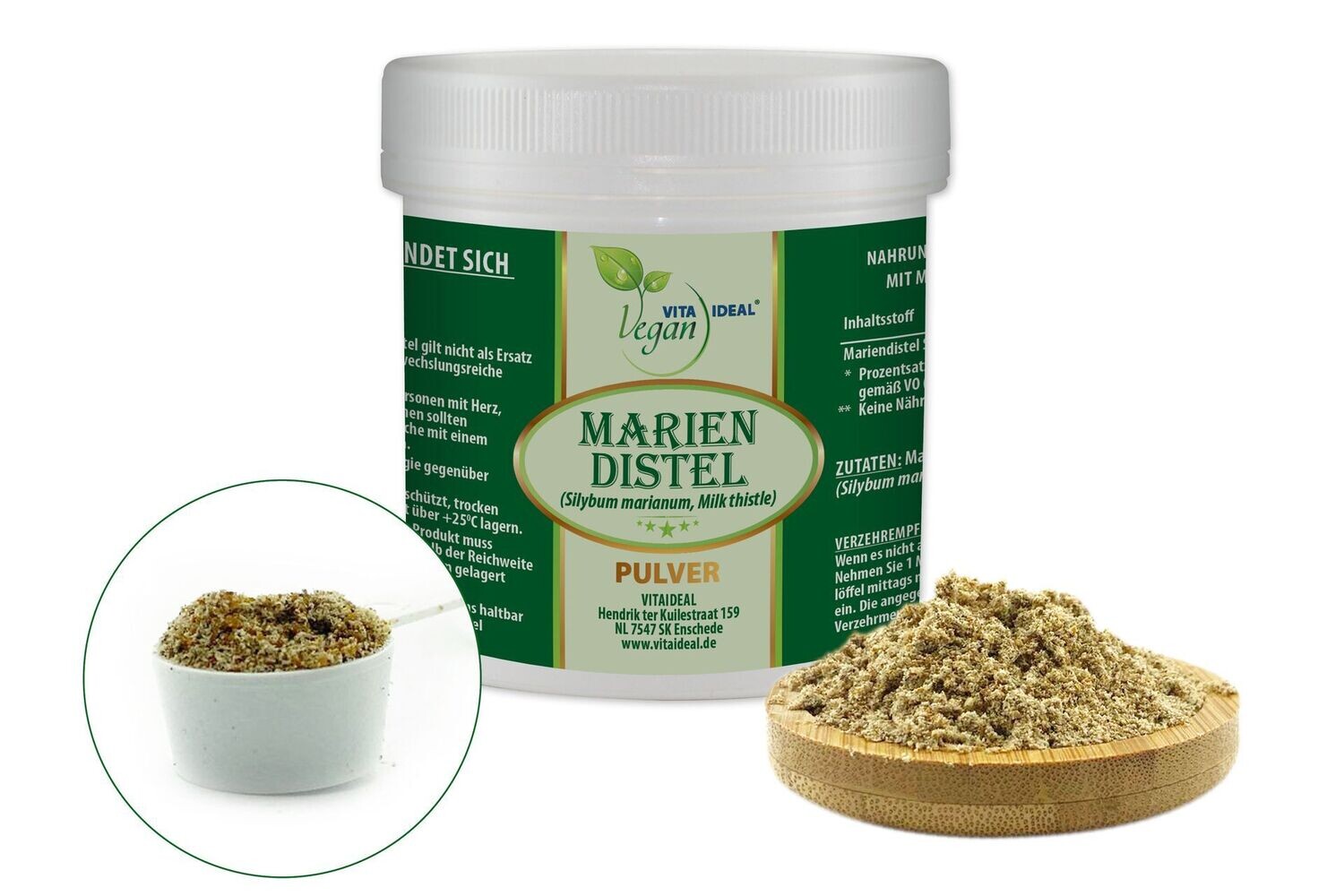VITA IDEAL Vegan® Mariendistel Samen Pulver - Silybum marianum - Mariendistelsamen -