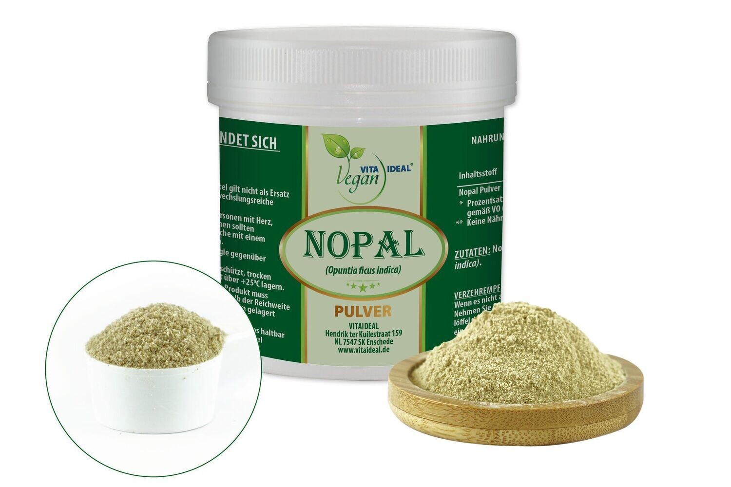 VITA IDEAL Vegan® Nopal Pulver - Ficus indica - Kaktus Cactaceae -Feigenkaktus -, Menge: 100g