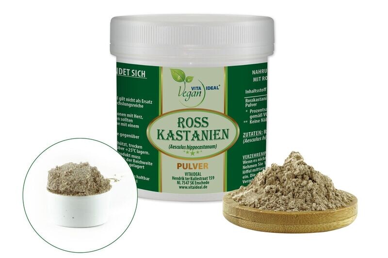 VITA IDEAL Vegan® Rosskastanien Früchte Pulver - Aesculus hippocastanum - Rosskastanie - Rosskastanienfrüchte -