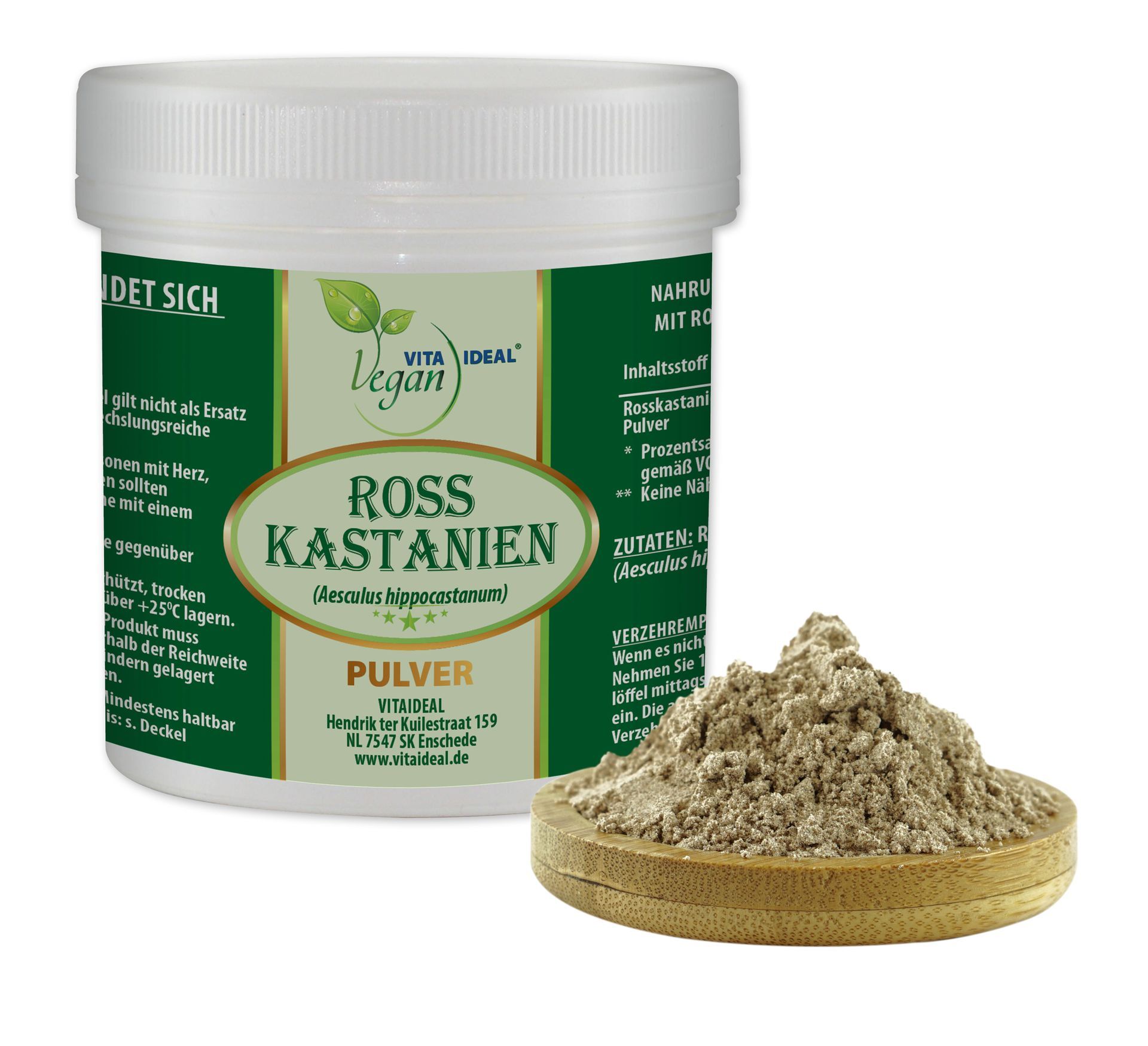 VITA IDEAL Vegan® Rosskastanien Früchte Pulver - Aesculus hippocastanum - Rosskastanie - Rosskastanienfrüchte -