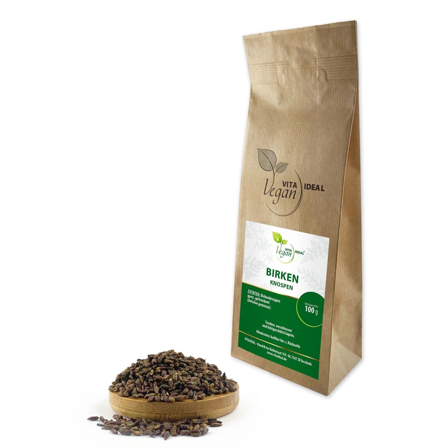 VITA IDEAL Vegan® Birken Knospen ganz - Betulae Gemmae - Birch buds - Birkenknospen -, Menge: 100g