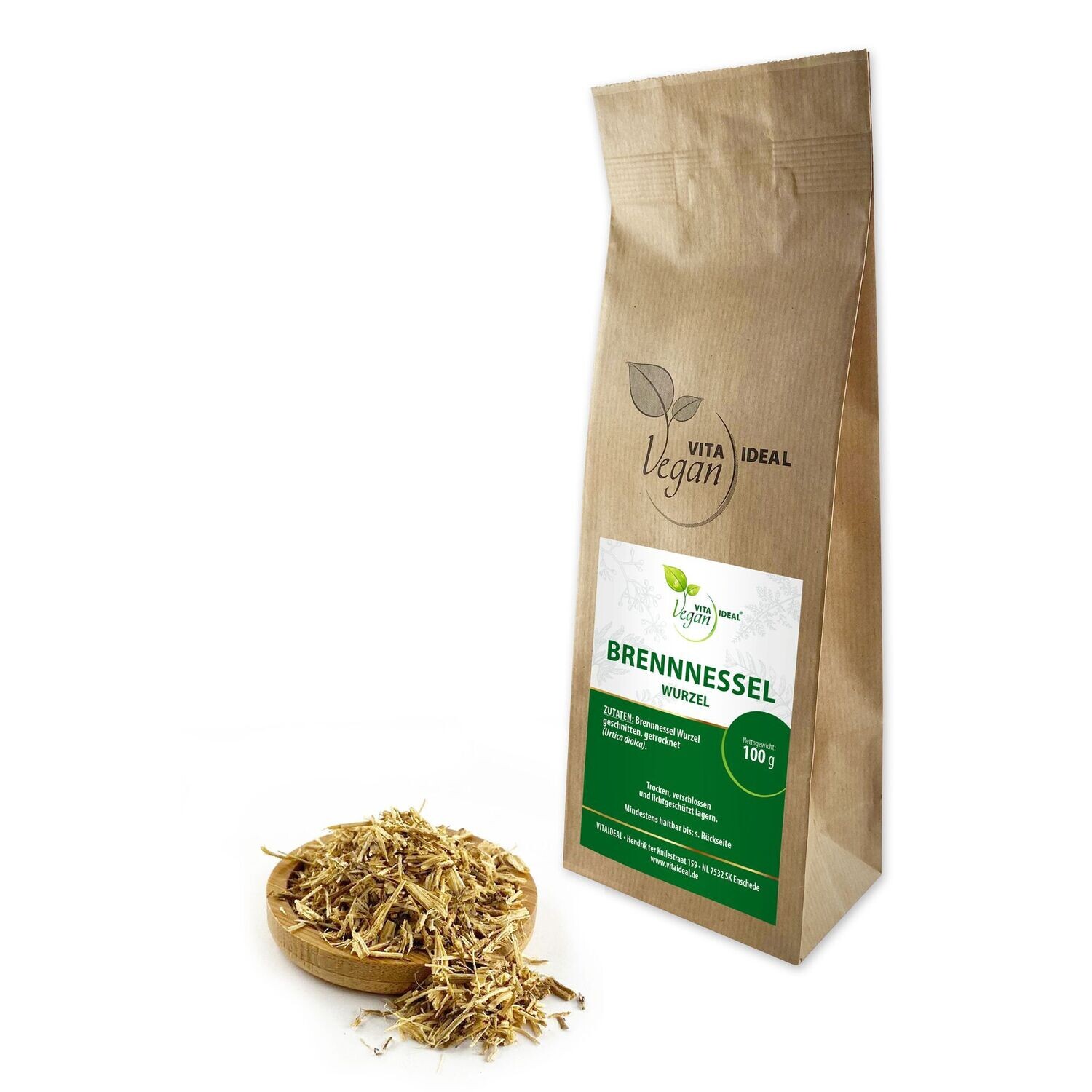 VITA IDEAL Vegan® Brennnessel Wurzel geschnitten - Urtica dioica - Brennessel - Brennnesselwurzel -, Menge: 100g