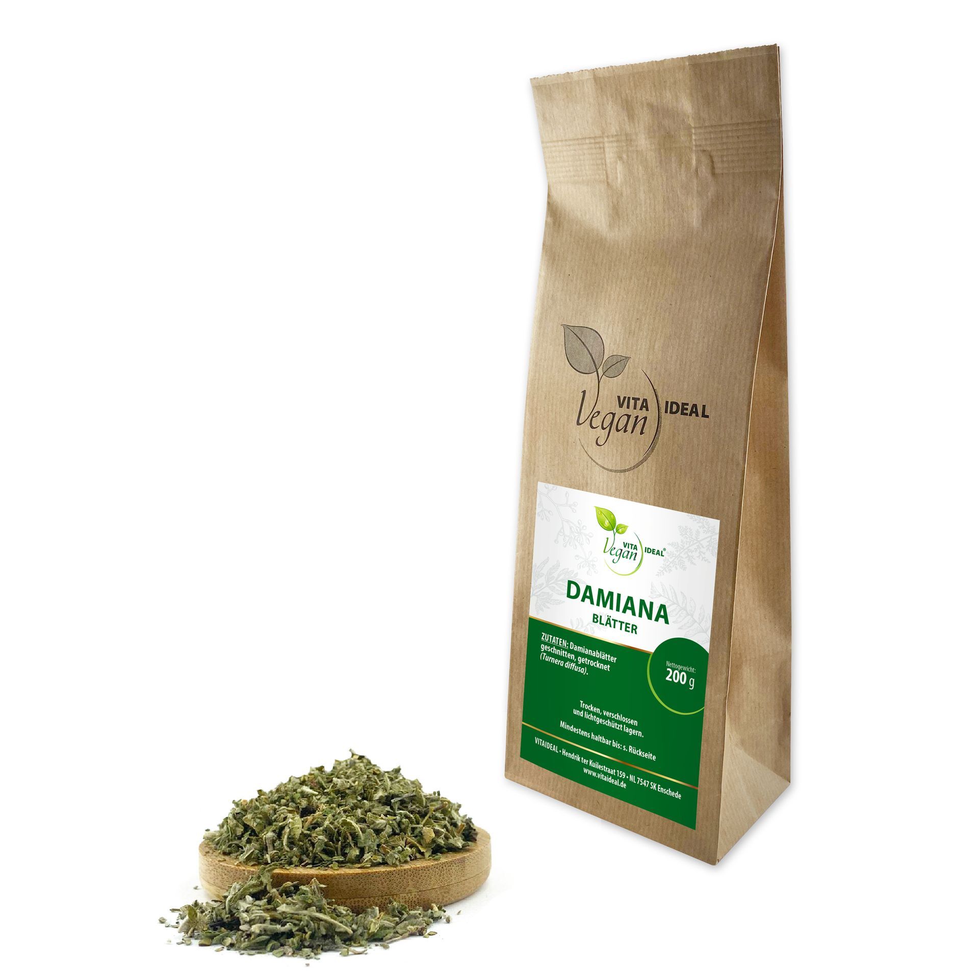 VITA IDEAL Vegan® Damiana Blätter geschnitten - Turnera Diffusa -Aphrodisiaca - Damianablätter -