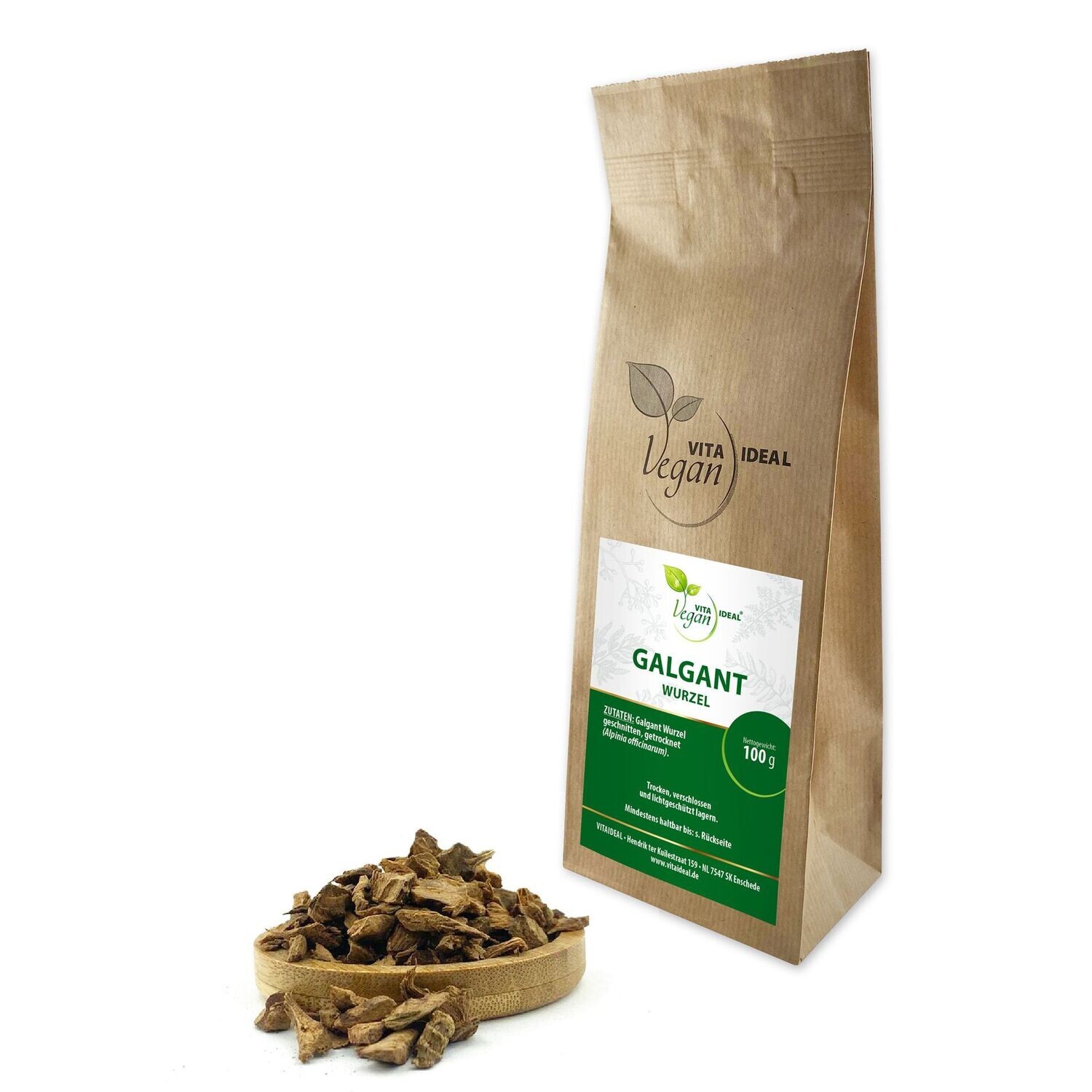 VITA IDEAL Vegan® Galgant Wurzel geschnitten - Alpinia officinarum - Galgantwurzel -, Menge: 100g