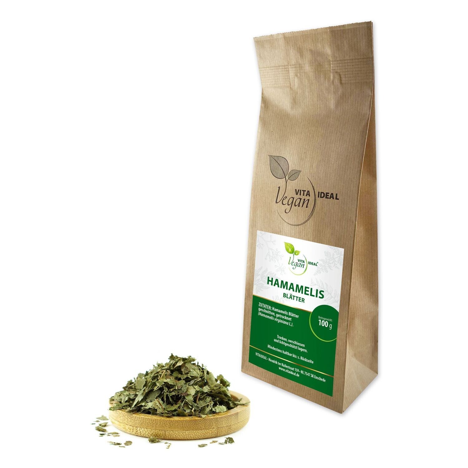 VITA IDEAL Vegan® Hamamelis Blätter geschnitten - Hamamelisblätter -, Menge: 100g
