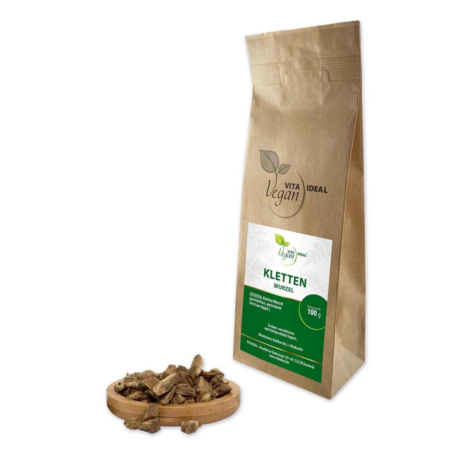 VITA IDEAL Vegan® Kletten Wurzel geschnitten - Arctium lappa - Klettenwurzel -, Menge: 100g