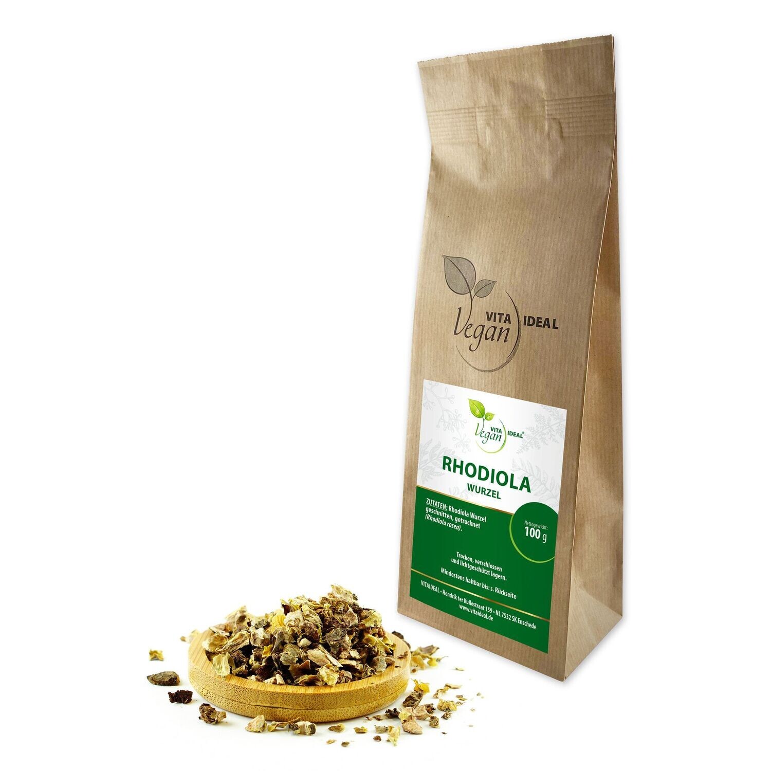 VITA IDEAL Vegan® Rosenwurz Wurzel geschnitten - Rhodiola rosea - Rosenwurzwurzel -, Menge: 100g
