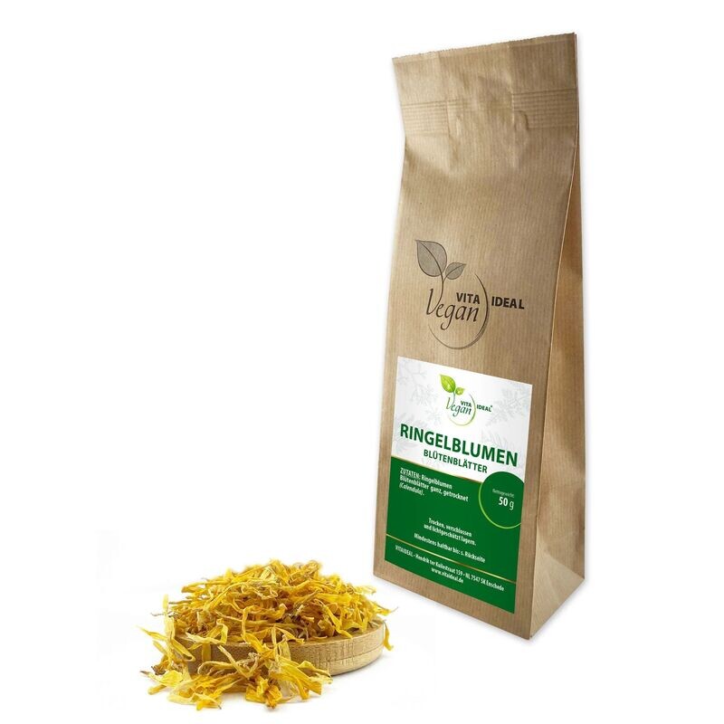 VITA IDEAL Vegan® Ringelblumen Blüten Blätter geschnitten - Calendula - Ringelblumenblütenblätter -