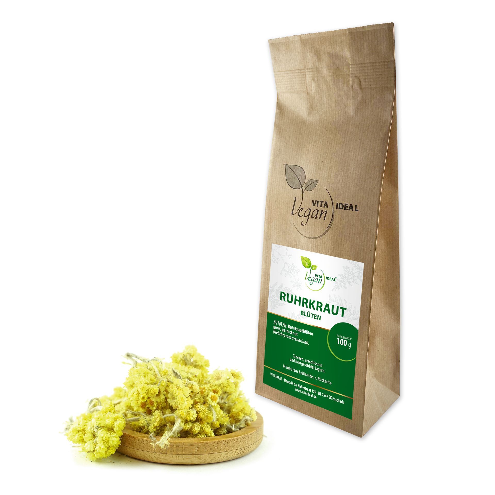 VITA IDEAL Vegan® Ruhrkraut Blüten geschnitten - Helichrysum arenarium - Ruhrkrautblüten -
