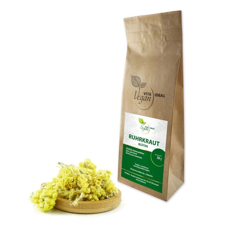 VITA IDEAL Vegan® Ruhrkraut Blüten geschnitten - Helichrysum arenarium - Ruhrkrautblüten -