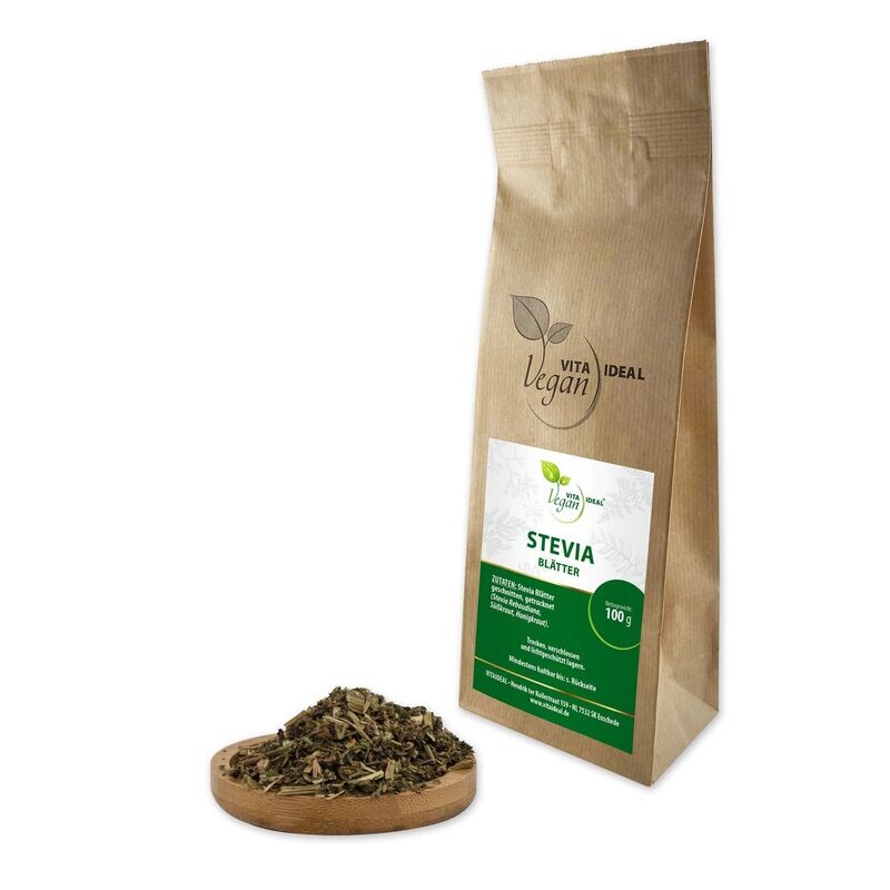 VITA IDEAL Vegan® Süßkraut Blätter geschnitten - Stevia rebaudiana - Süßkrautblätter -