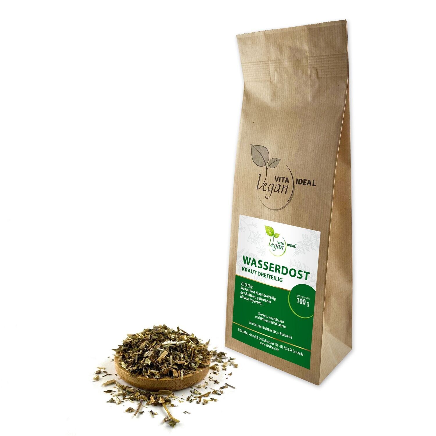 VITA IDEAL Vegan® Wasserdost Kraut dreiteilig geschnitten - Eupatorium cannabinum - Wasserdostkraut -, Menge: 100g