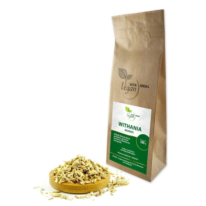 VITA IDEAL Vegan® Ashwagandha Wurzel geschnitten - Withania somnifera - Schlafbeere - Achwagandawurzel -