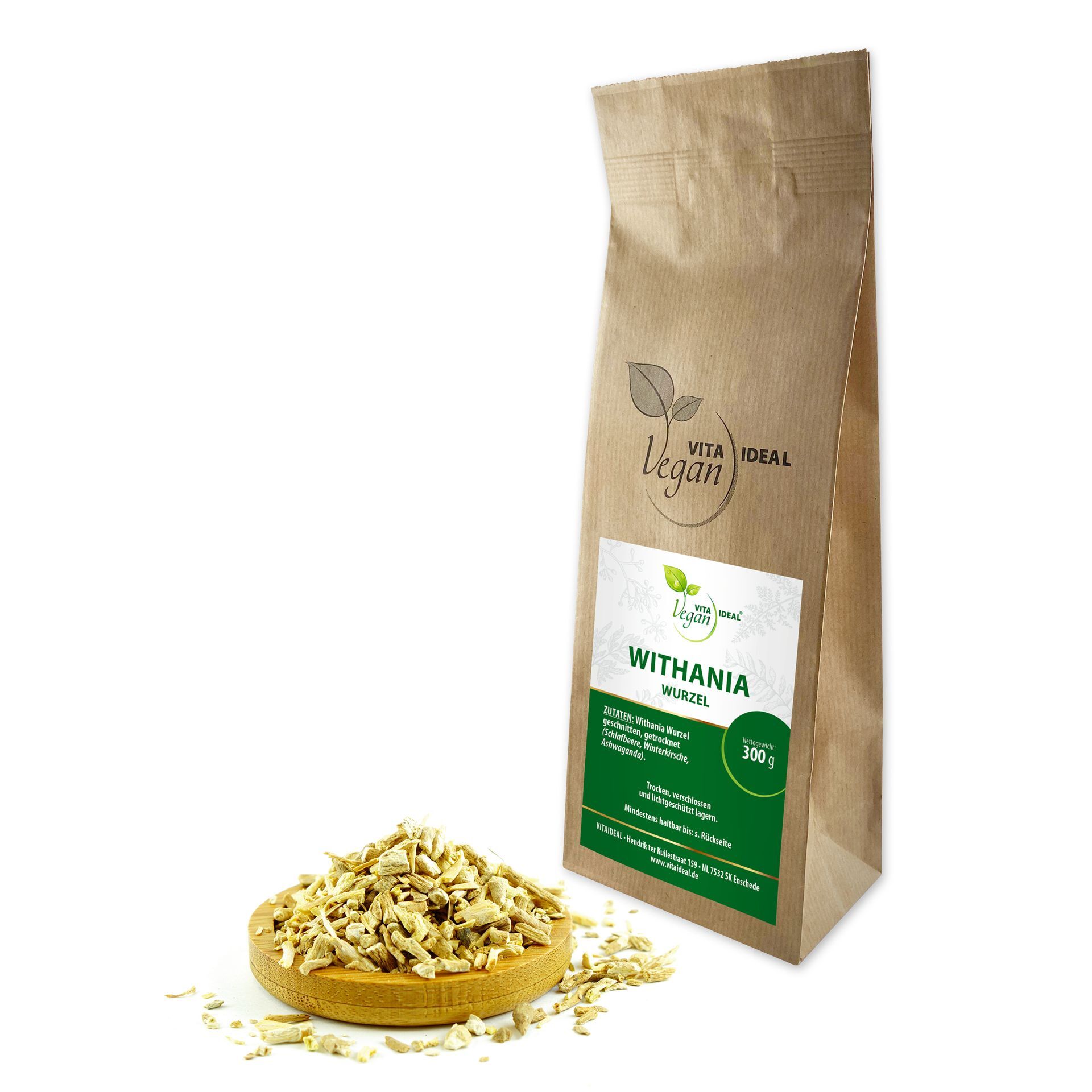VITA IDEAL Vegan® Ashwagandha Wurzel geschnitten - Withania somnifera - Schlafbeere - Achwagandawurzel -