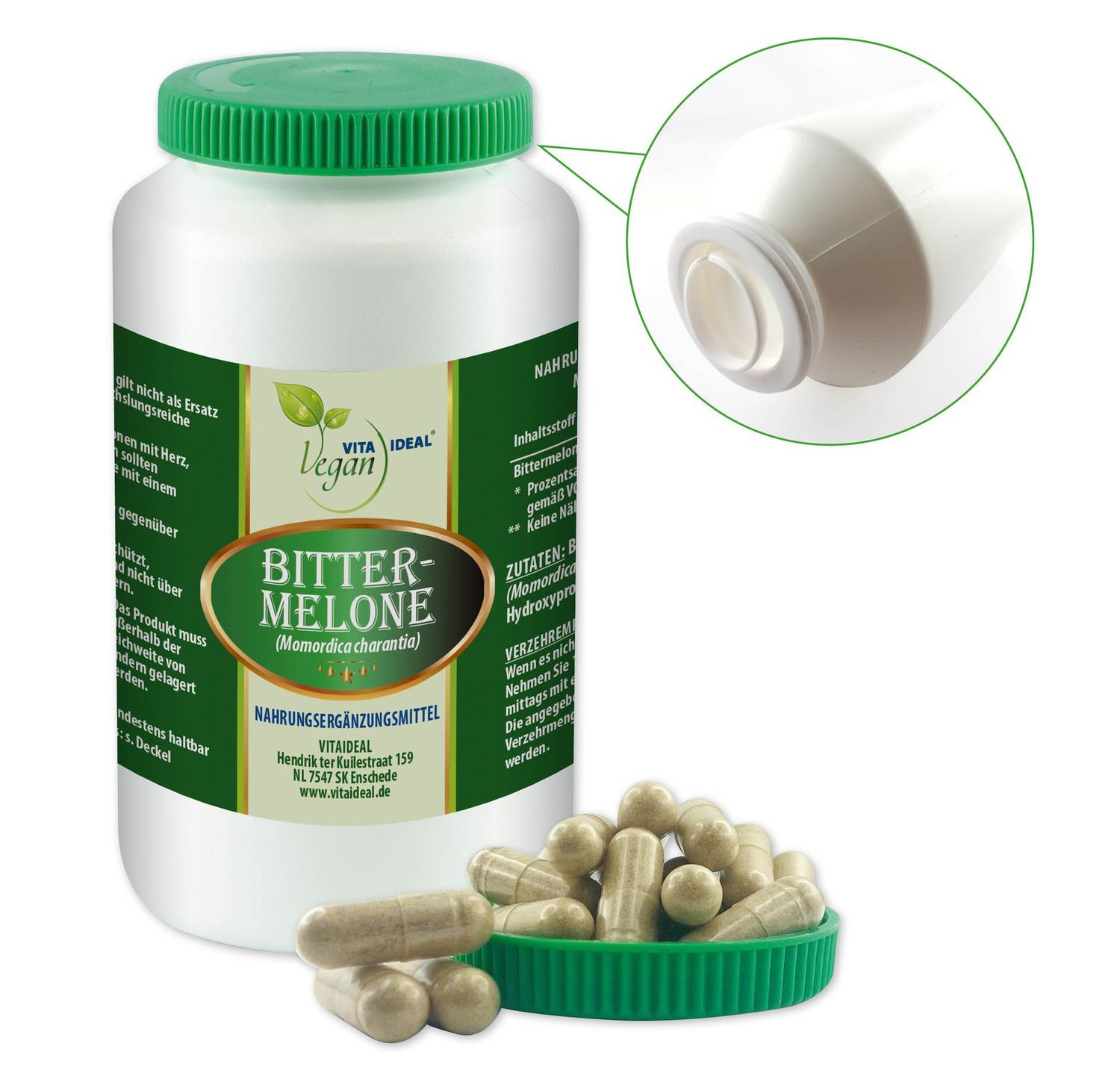 VITA IDEAL Vegan® Bitter - Melone  Kapseln - Momordica charantia - Bittermelone -, Menge: 90 Kapseln