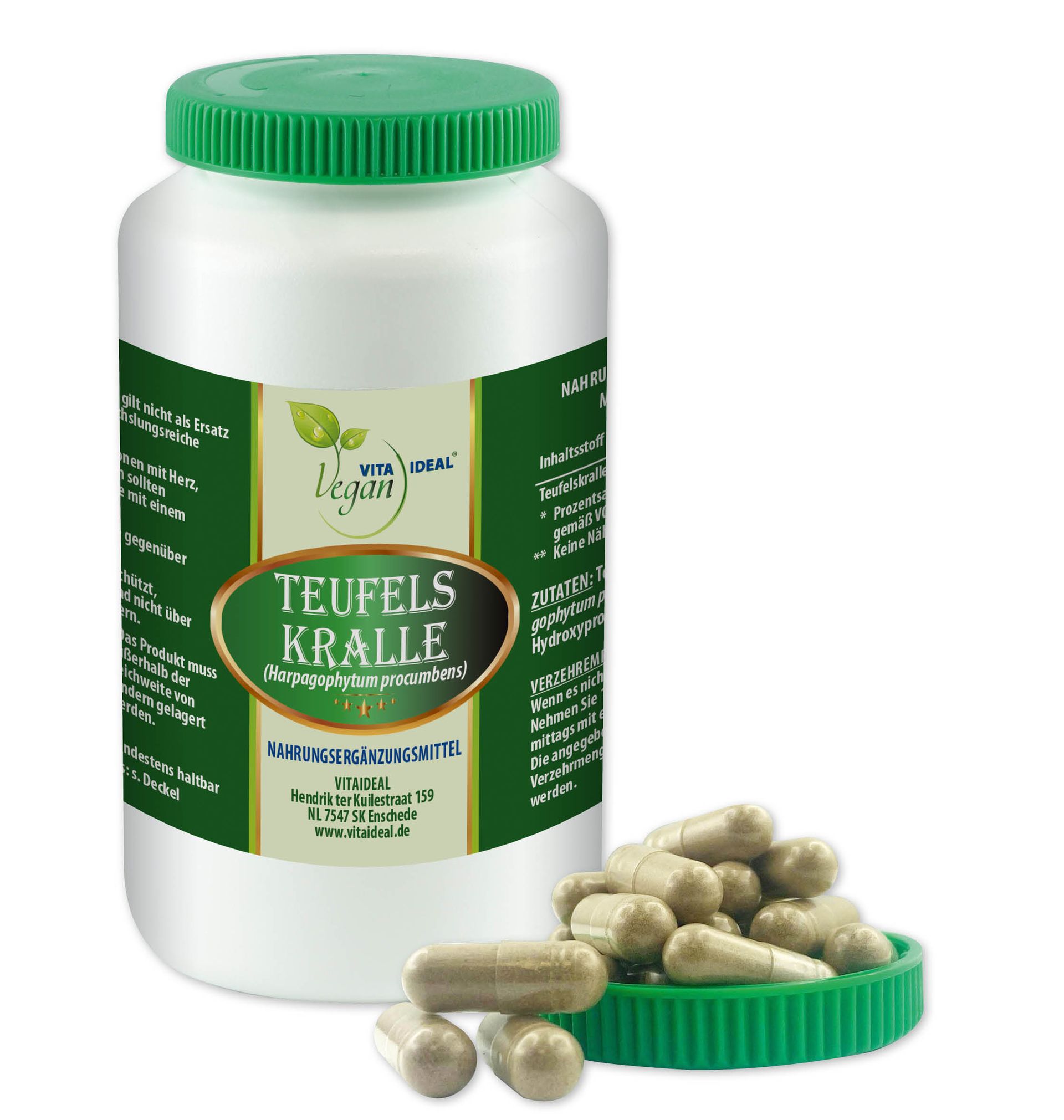 VITA IDEAL Vegan® Teufelskralle - Kapseln - Trampelklette Teufels - Kralle Pulver -
