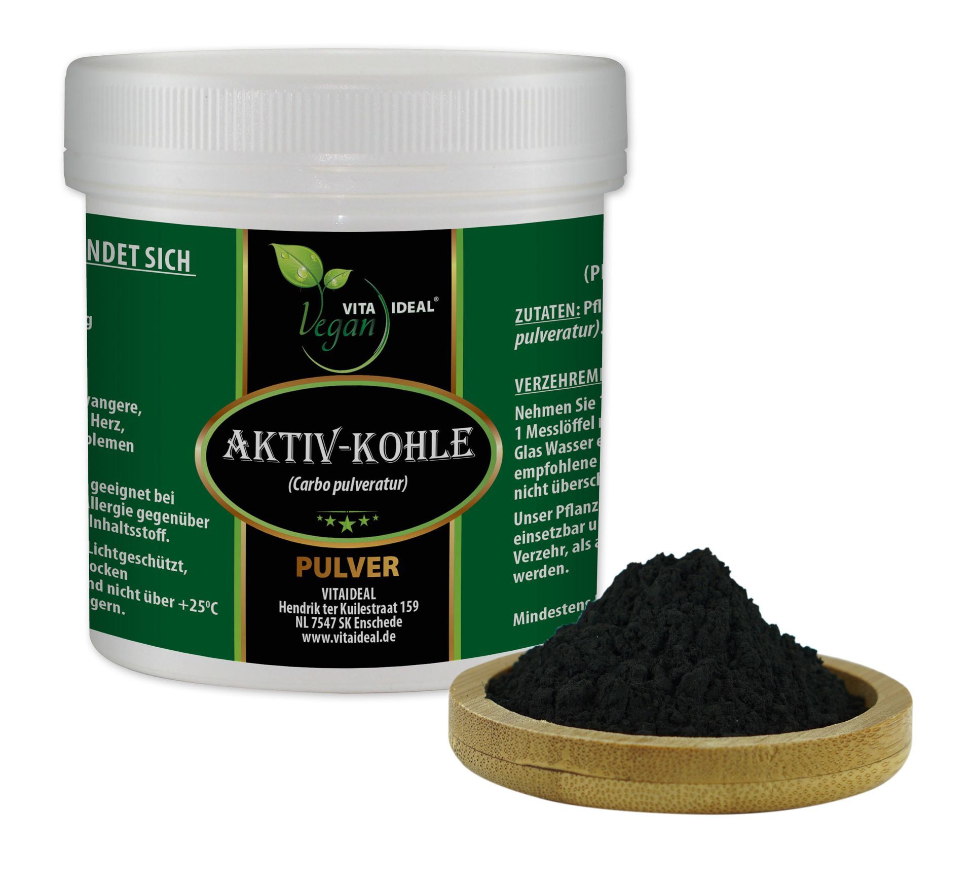 VITA IDEAL Vegan® AKTIV - Kohle PULVER Pflanzenkohle Carbo pulveratur AKTIVKOHLE
