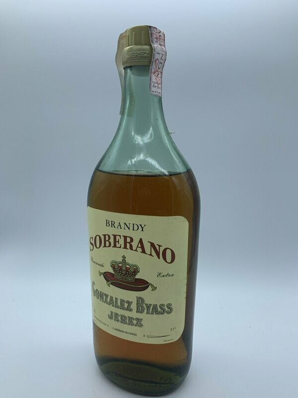 Brandy Soberano Gonzalez Byass sello 4 pesetas 1/7 evaporación