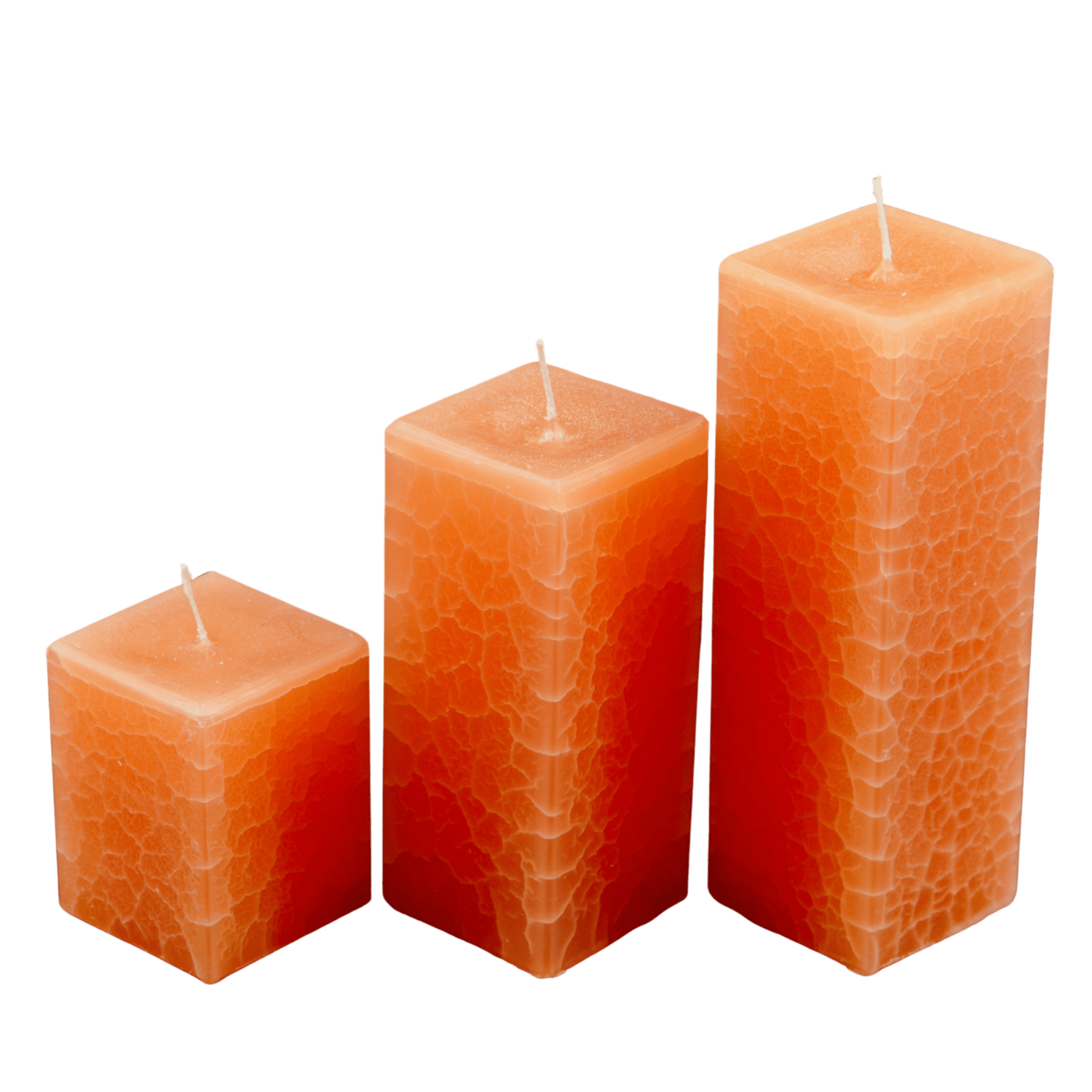 Dänische Marmorkerze | Kerze eckig ca. 7 cm orange