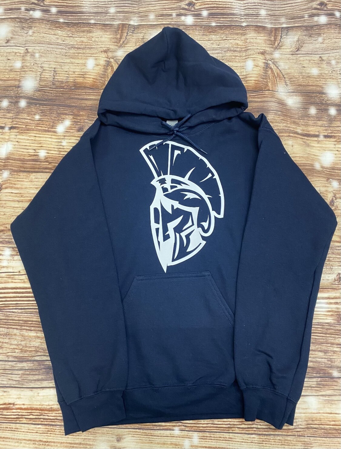 Navy Hoodie with White Spartan