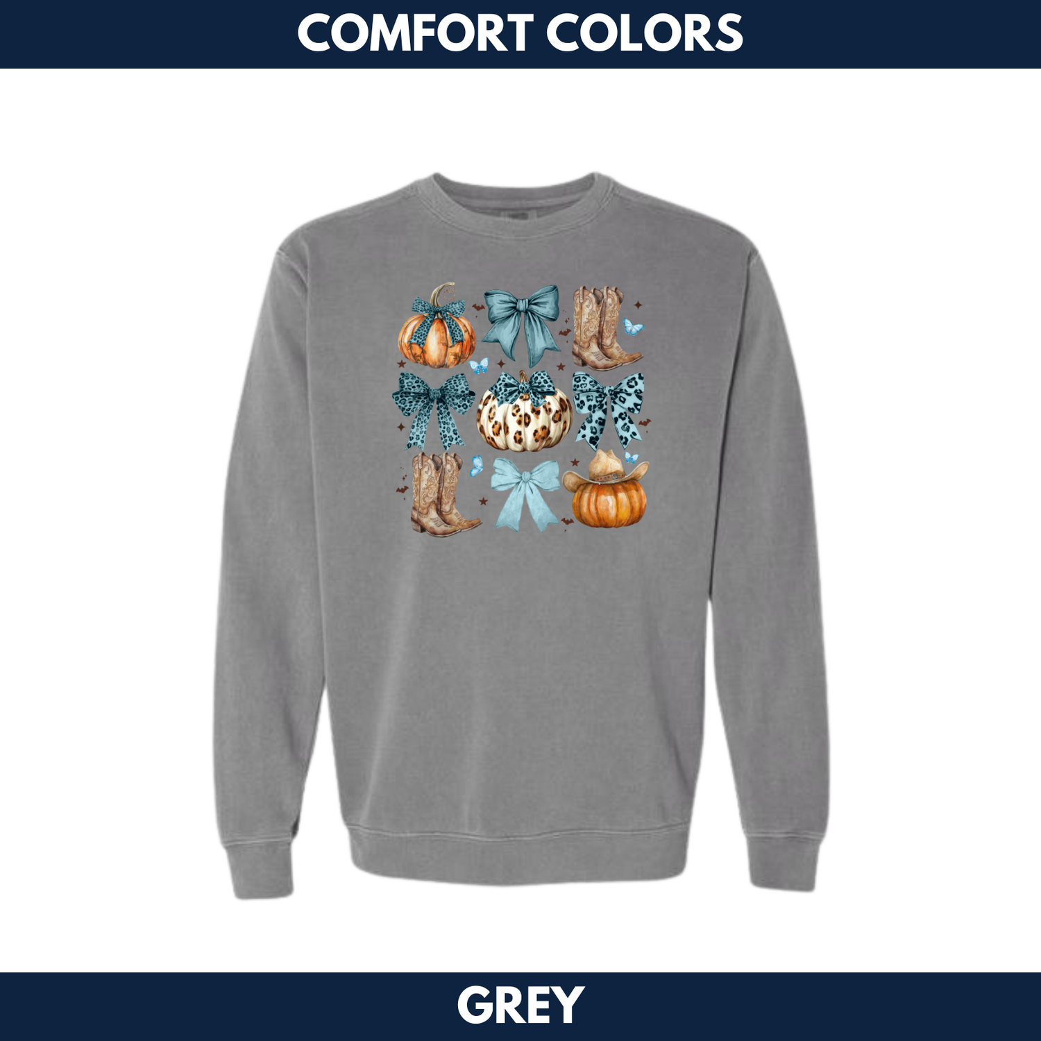 Pumpkins & Bows Crewneck Sweatshirt -- Comfort Colors
