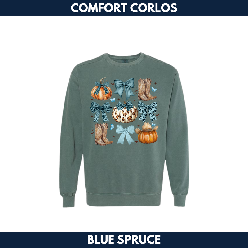 Pumpkins & Bows Crewneck Sweatshirt -- Comfort Colors