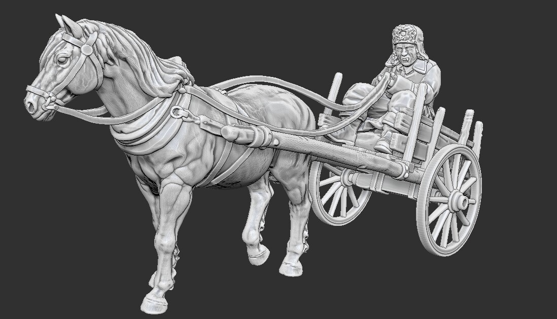 Horse Drawn Cart Resin