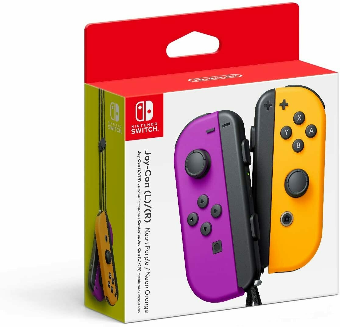 Nintendo Switch Joy-Con Left & Right Controllers, Neon Purple/Neon Orange