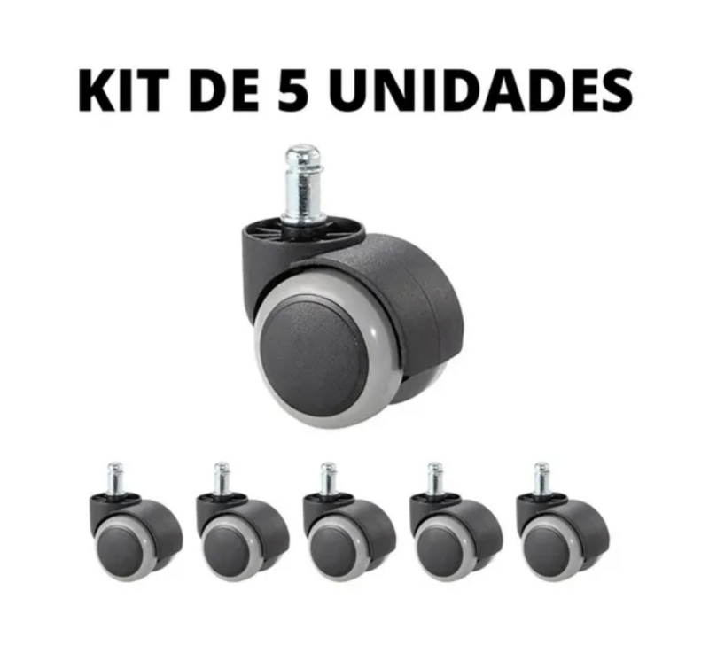 Ruedas en Goma 50MM en Color Gris Juego X5