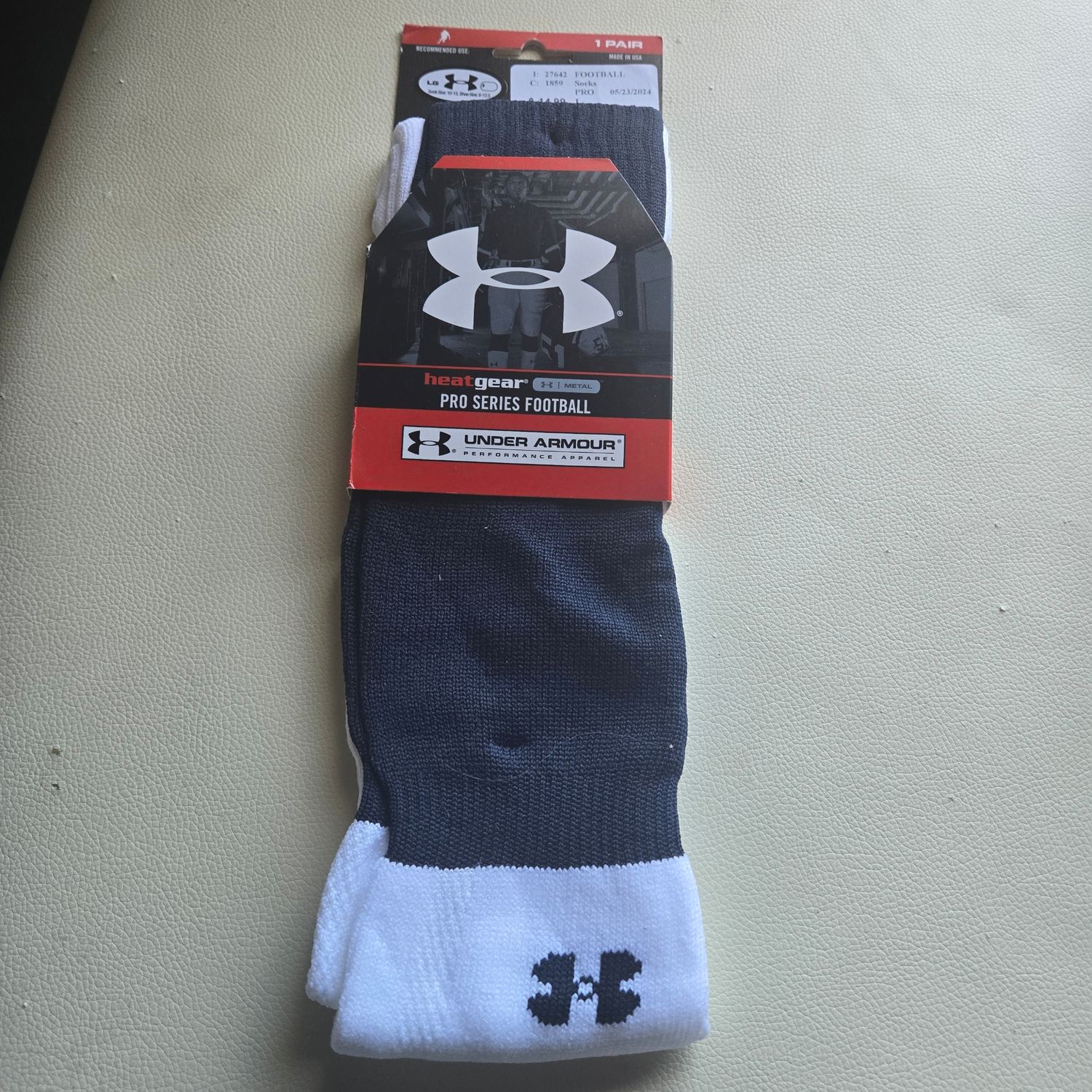 Vintage Under Armour Football Sock L Navy