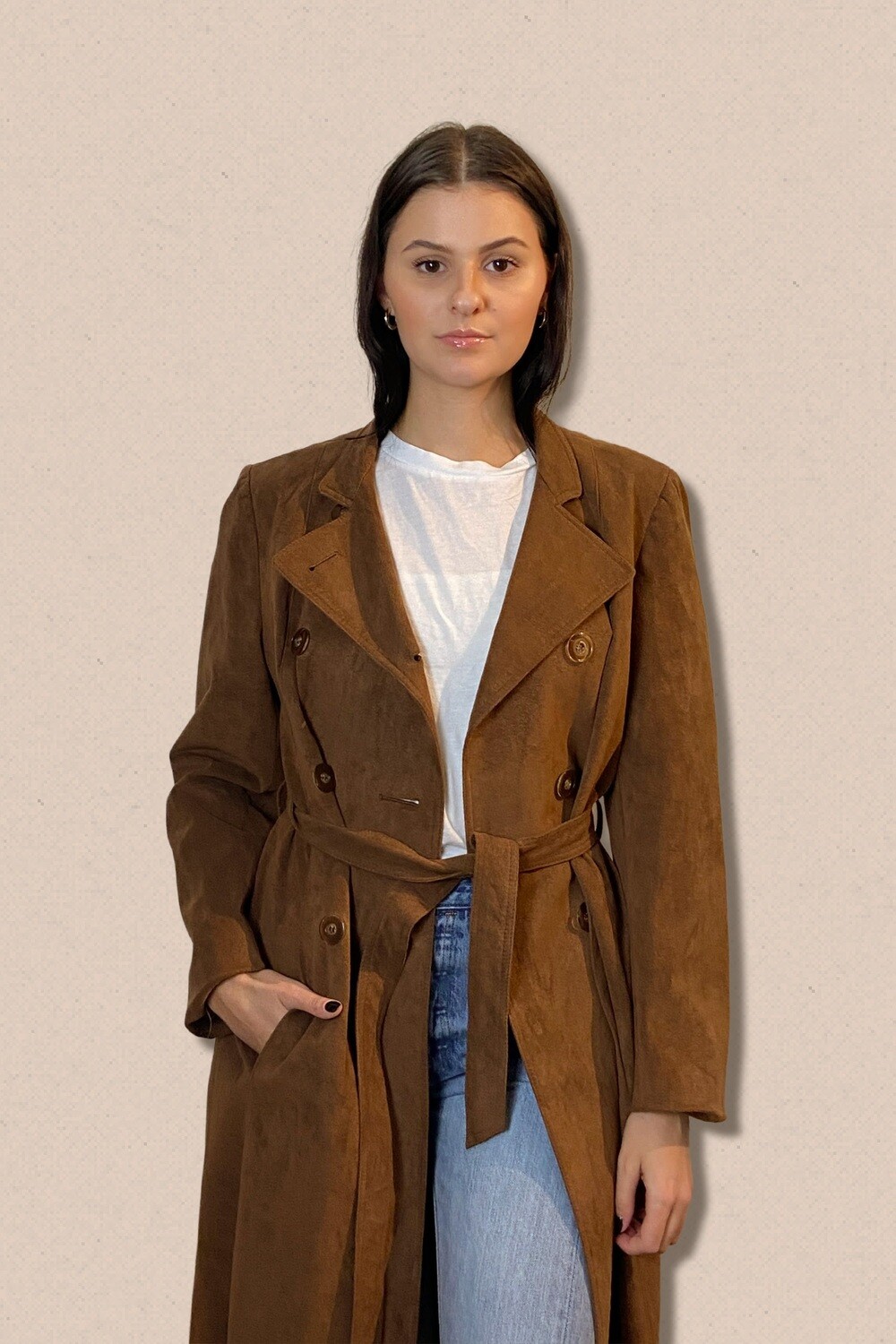 Faux Suede Trench